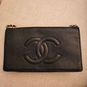 Authentic TIMELESS Chanel Black Wallet On Chain Crossbody Purse/Bag WOC